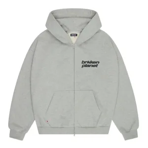 Broken Planet - Star Logo Zip Up Hoodie Heather Grey
